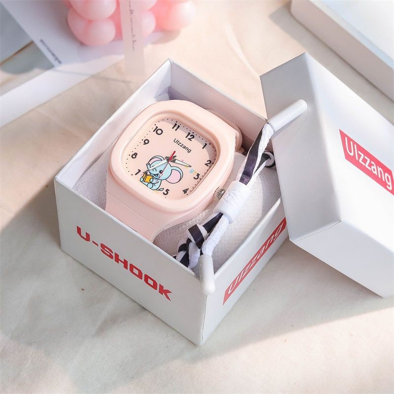 Cute Silicone Trendy Luminous Sports Student Square Good-looking Watch