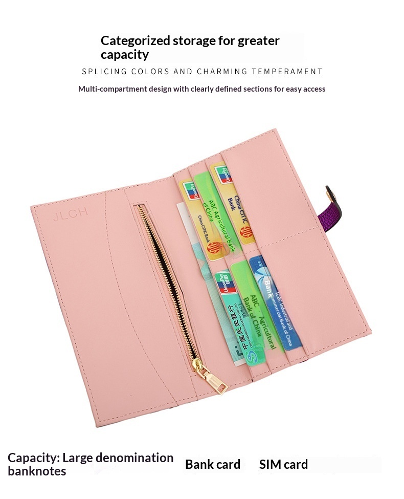 Card Bag, Women's Wallet, Female Student ID Card, Long Anti-theft Brush, Hand-held Bag, High-end PU Card Holder, Cute Coin Purse - Blue