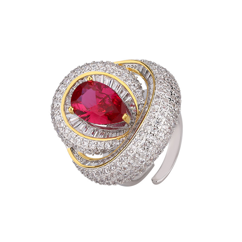 New Jewelry Ring Pigeon Blood Red Zirconium Ring European And American Style Light Luxury High-End Adjustable Ring For Women