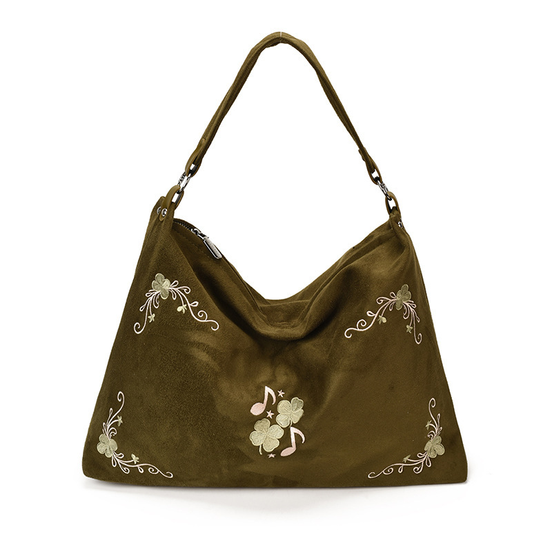 Women's Casual Embroidered Floral Canvas Tote Bag