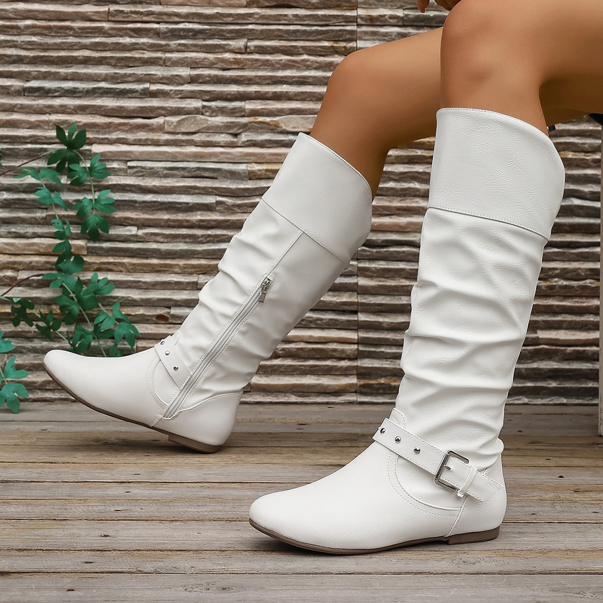 Plus-size High-top Flat Western Cowboy Boots
