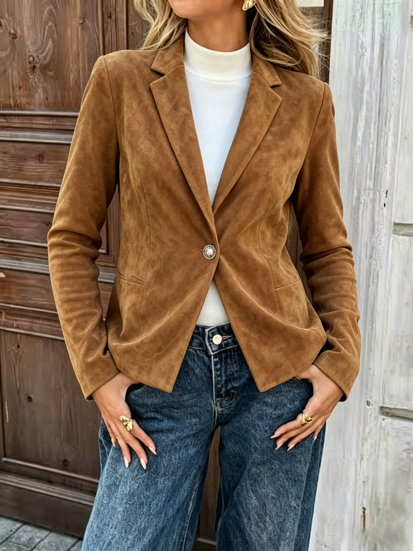Womens Stylish Slim-fit Versatile Button-up Jacket