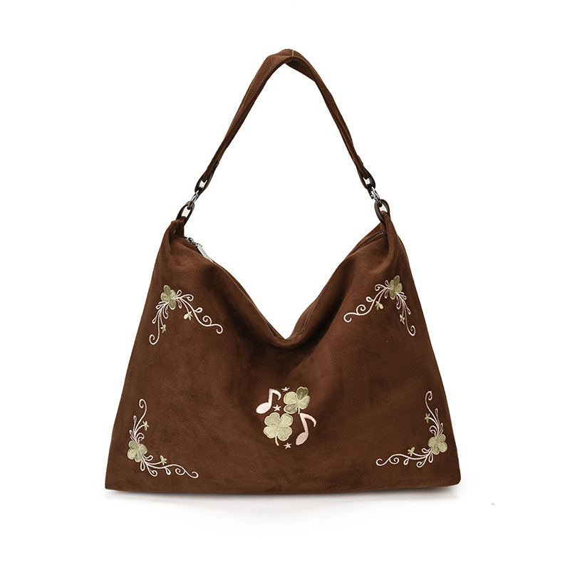Women's Casual Embroidered Floral Canvas Tote Bag