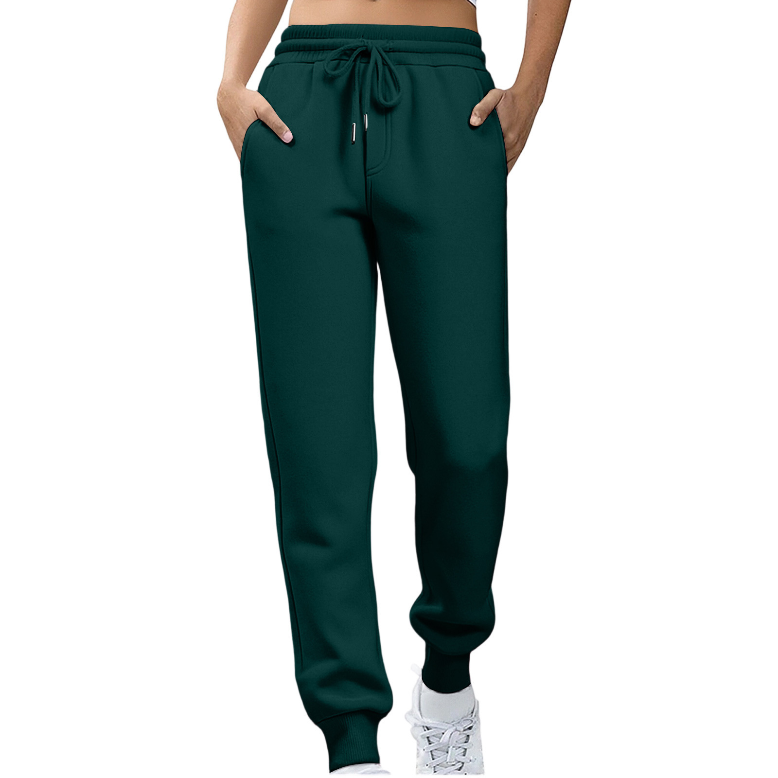 Womens Fleece Sweatpants Solid-color Joggers