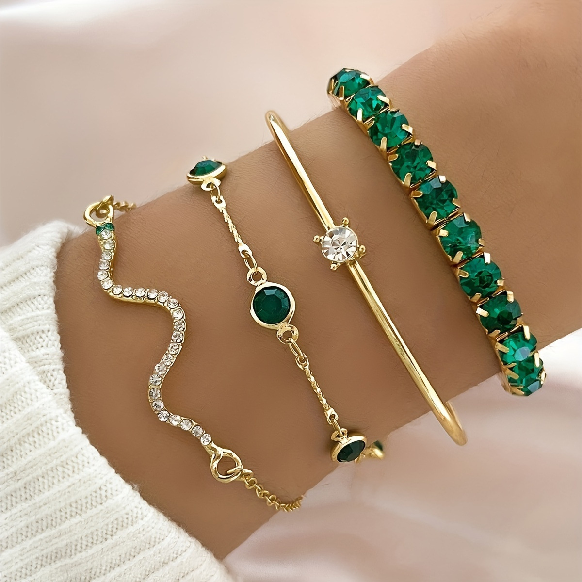 Cross-border European And American-style Elastic Womens Bracelet 4-piece Set