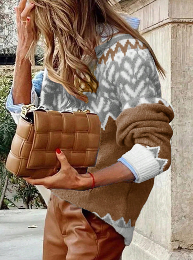 Women's Stylish Loose Round Neck Ethnic Sweater
