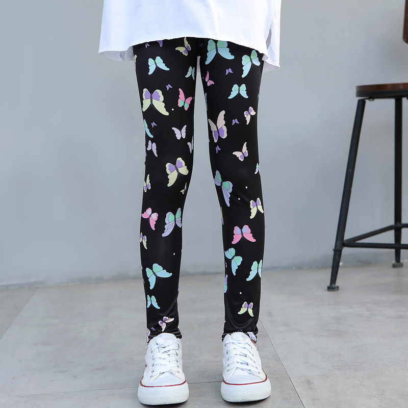 Girls' Spring And Autumn Thin Elastic Printed Pants