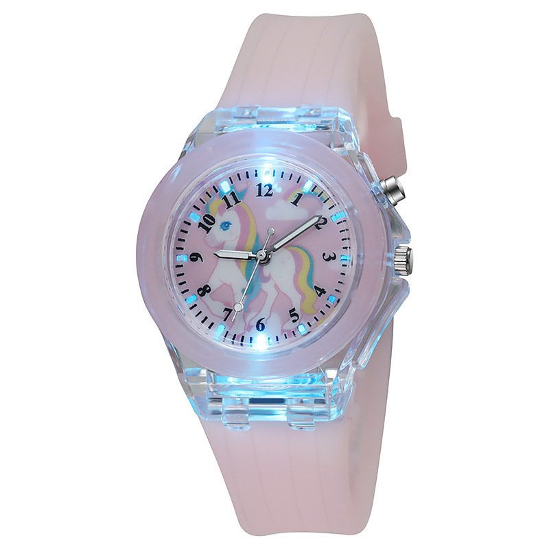 Unicorn Luminous Silicone Quartz Watch For Primary School Kids And Children
