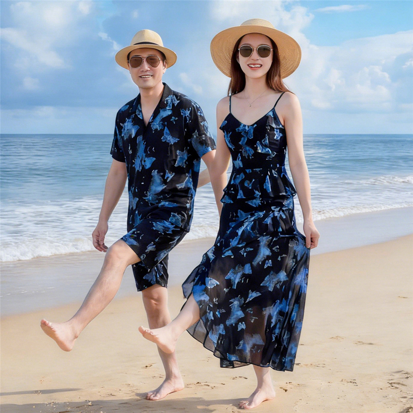 Short-sleeve Mother-daughter Dress Couple Set