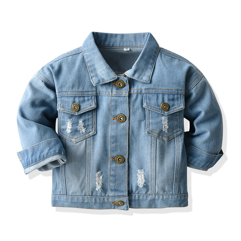 Cardigan Denim Short Long Sleeve Lapel Children's Wear