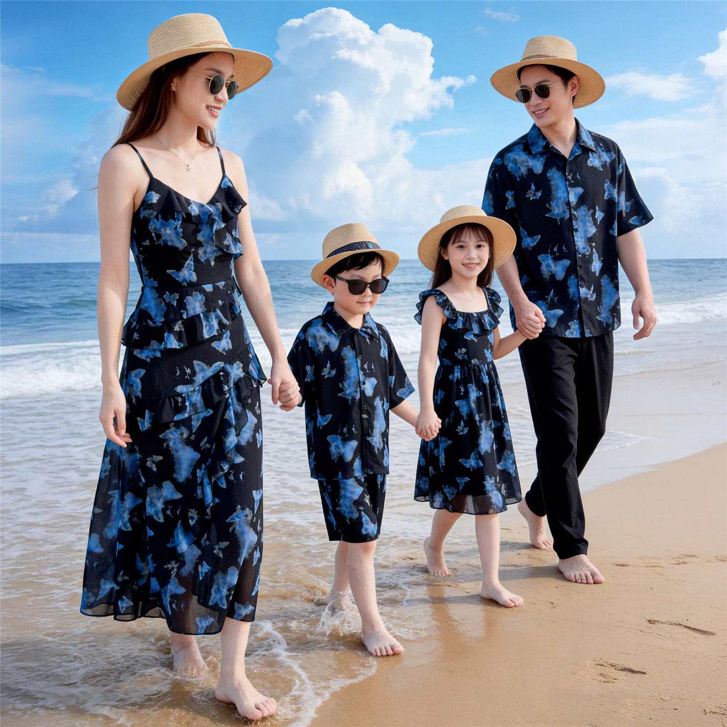 Short-sleeve Mother-daughter Dress Couple Set