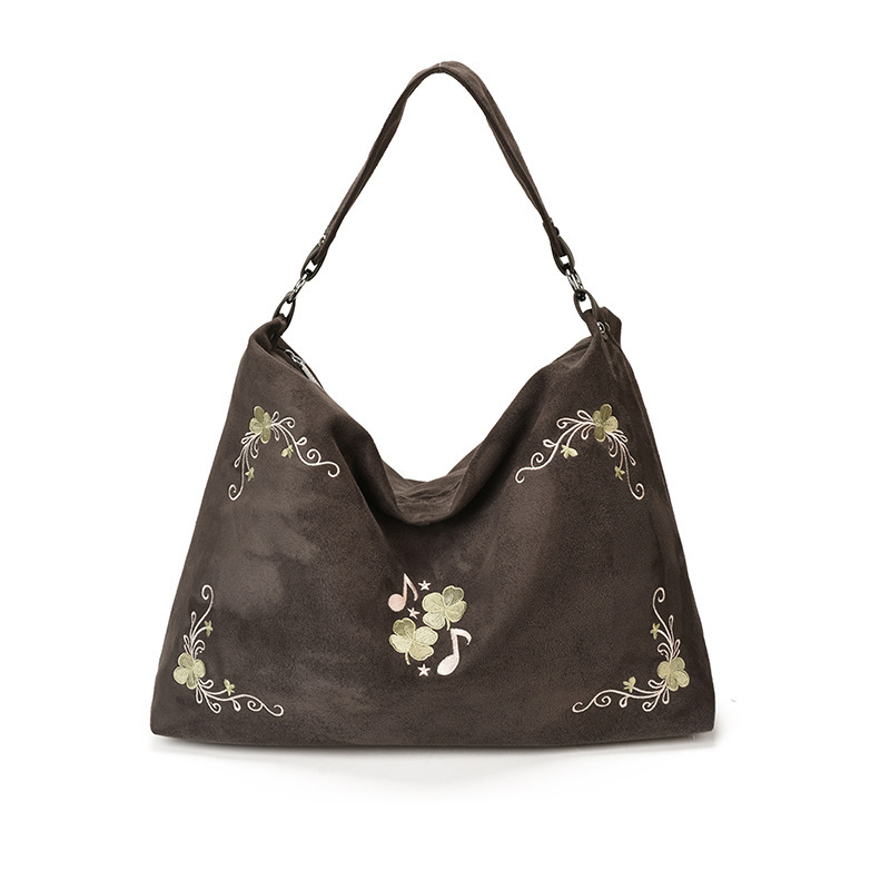 Women's Casual Embroidered Floral Canvas Tote Bag