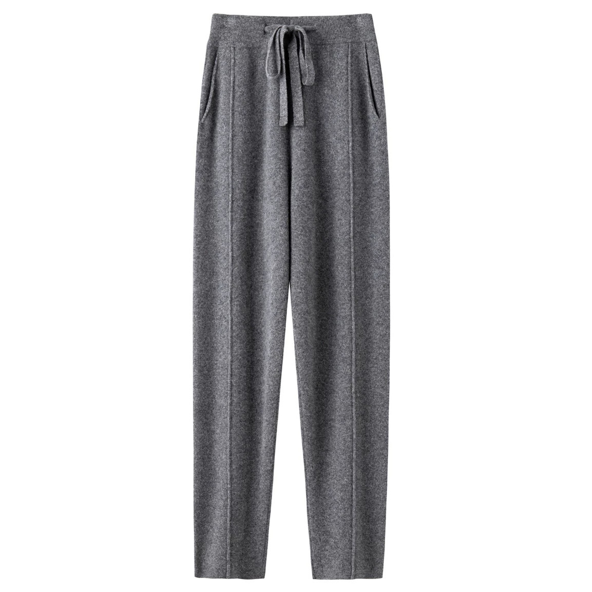 Knitted Casual Pants With An Elastic Waist Draping And Versatile