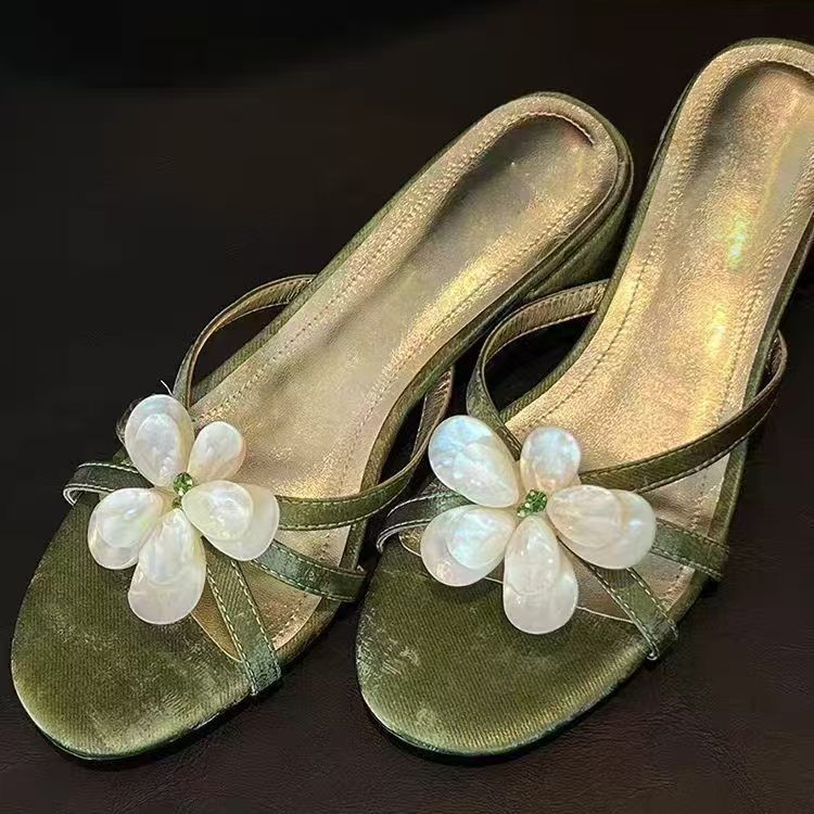 French Fairy style Floral Strappy Open toe Slides