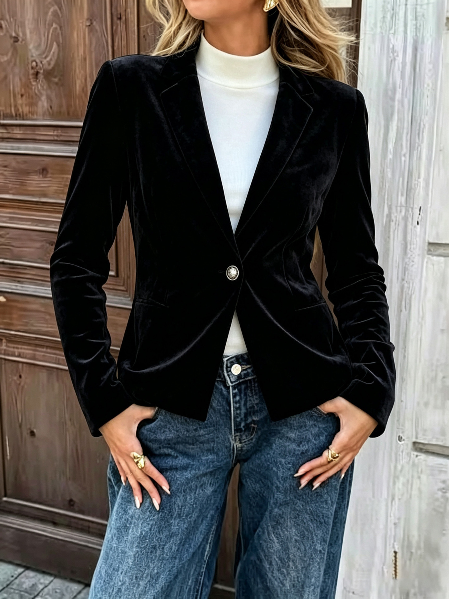 Womens Stylish Slim-fit Versatile Button-up Jacket