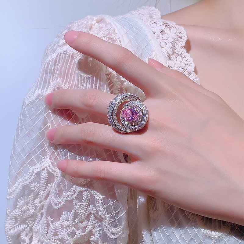 New Jewelry Ring Pigeon Blood Red Zirconium Ring European And American Style Light Luxury High-End Adjustable Ring For Women