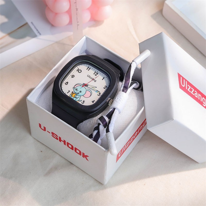 Cute Silicone Trendy Luminous Sports Student Square Good-looking Watch