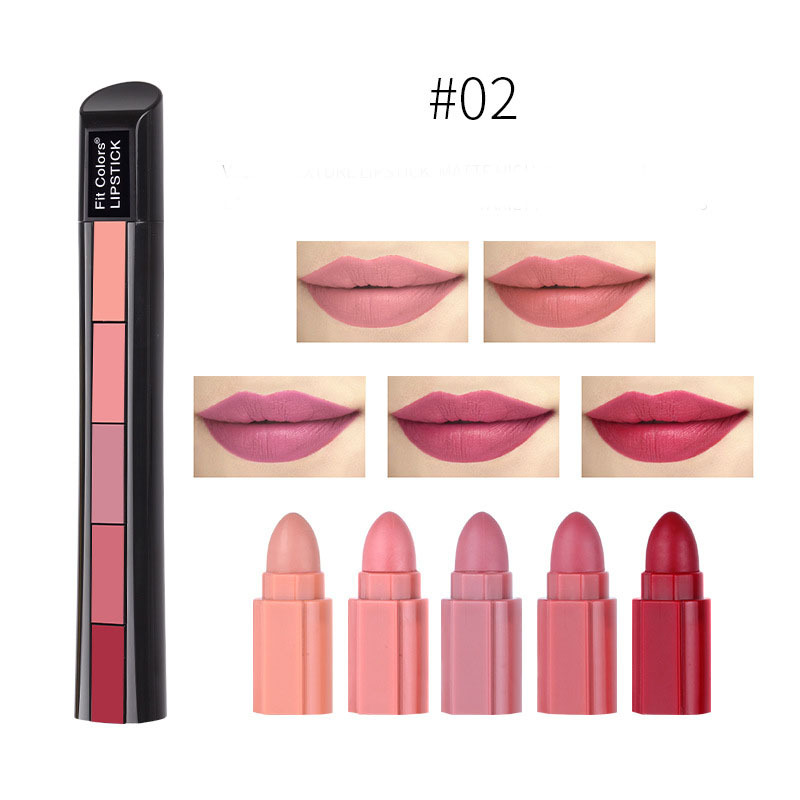 Matte 5-color Lipstick Set Velvet Lip Stick Non-stick Lip Gloss Long Lasting Waterproof Red Lipstick