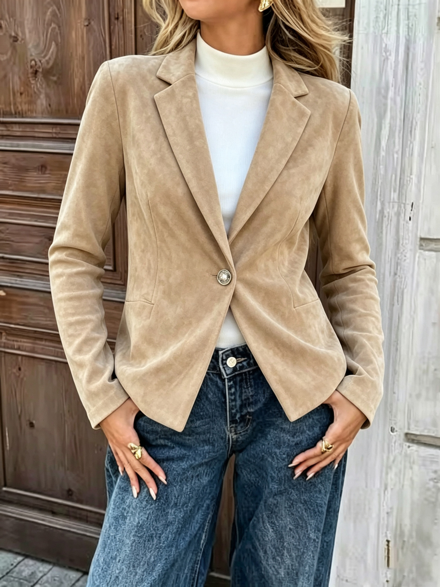 Womens Stylish Slim-fit Versatile Button-up Jacket
