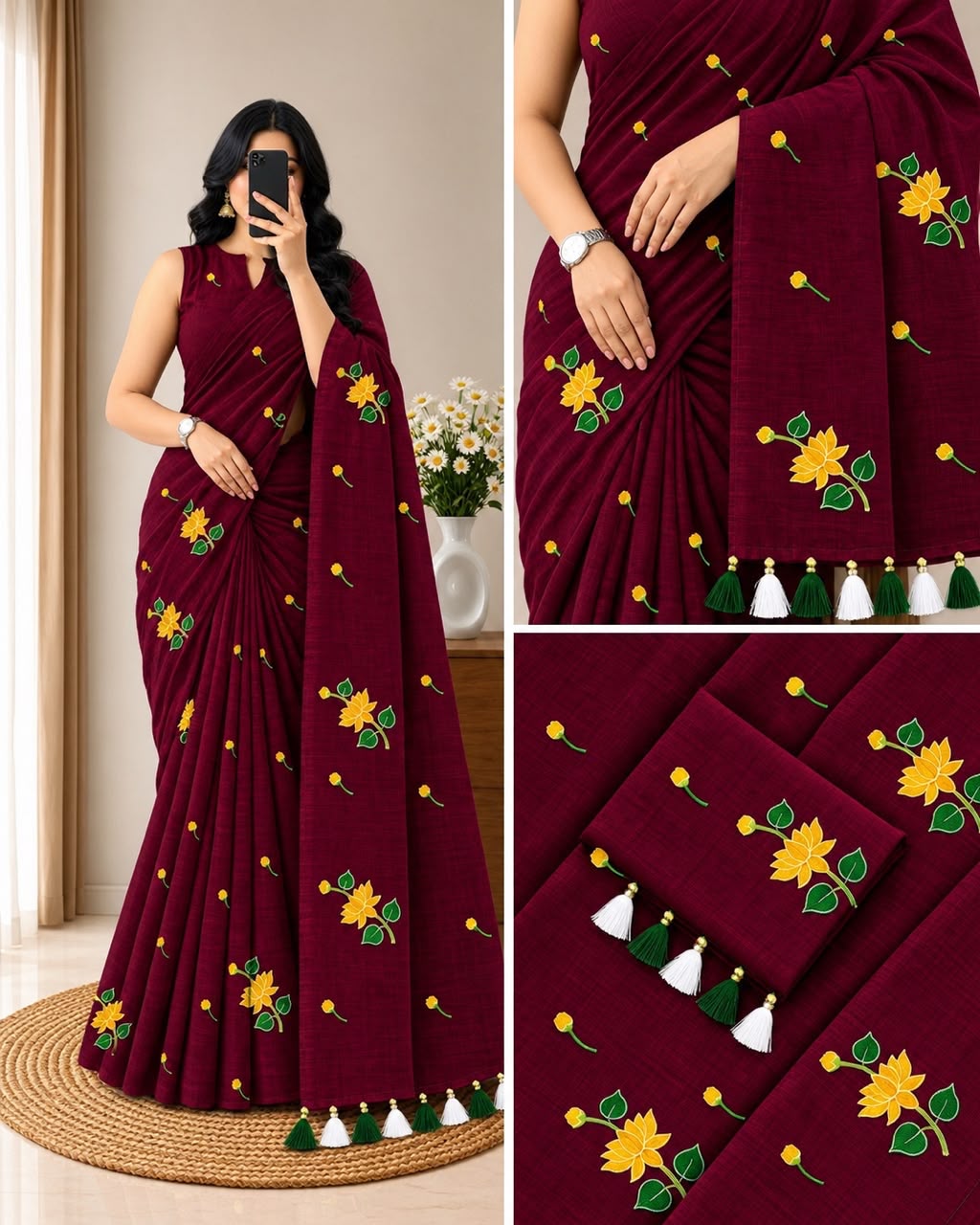 Premium Khadi Mull Pure Cotton Saree