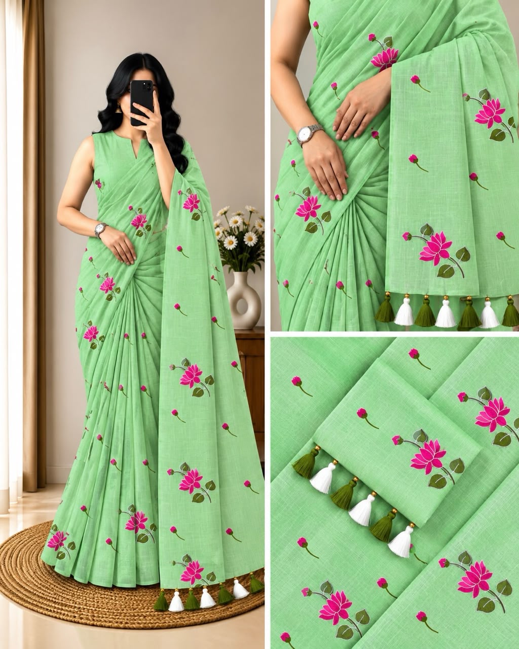 Premium Khadi Mull Pure Cotton Saree