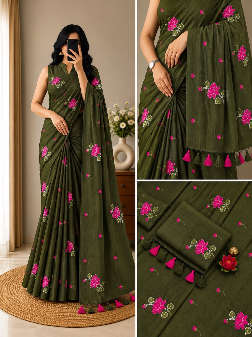 Premium Khadi Mull Pure Cotton Saree