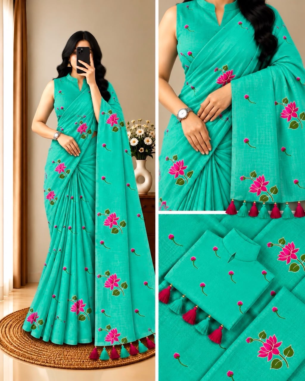 Premium Khadi Mull Pure Cotton Saree