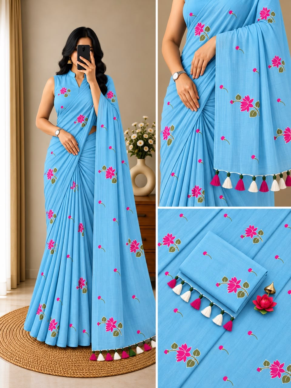 Premium Khadi Mull Pure Cotton Saree