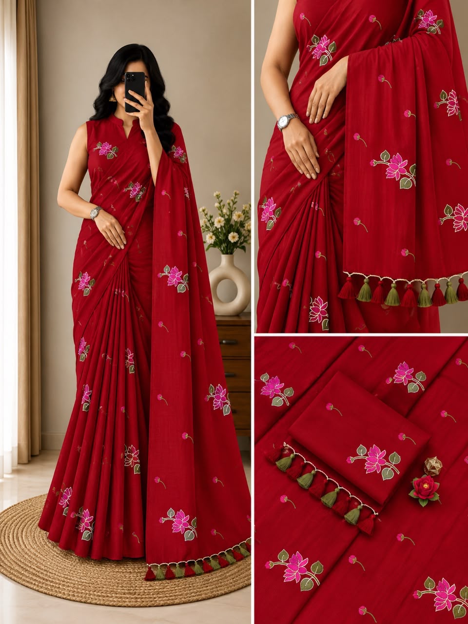 Premium Khadi Mull Pure Cotton Saree
