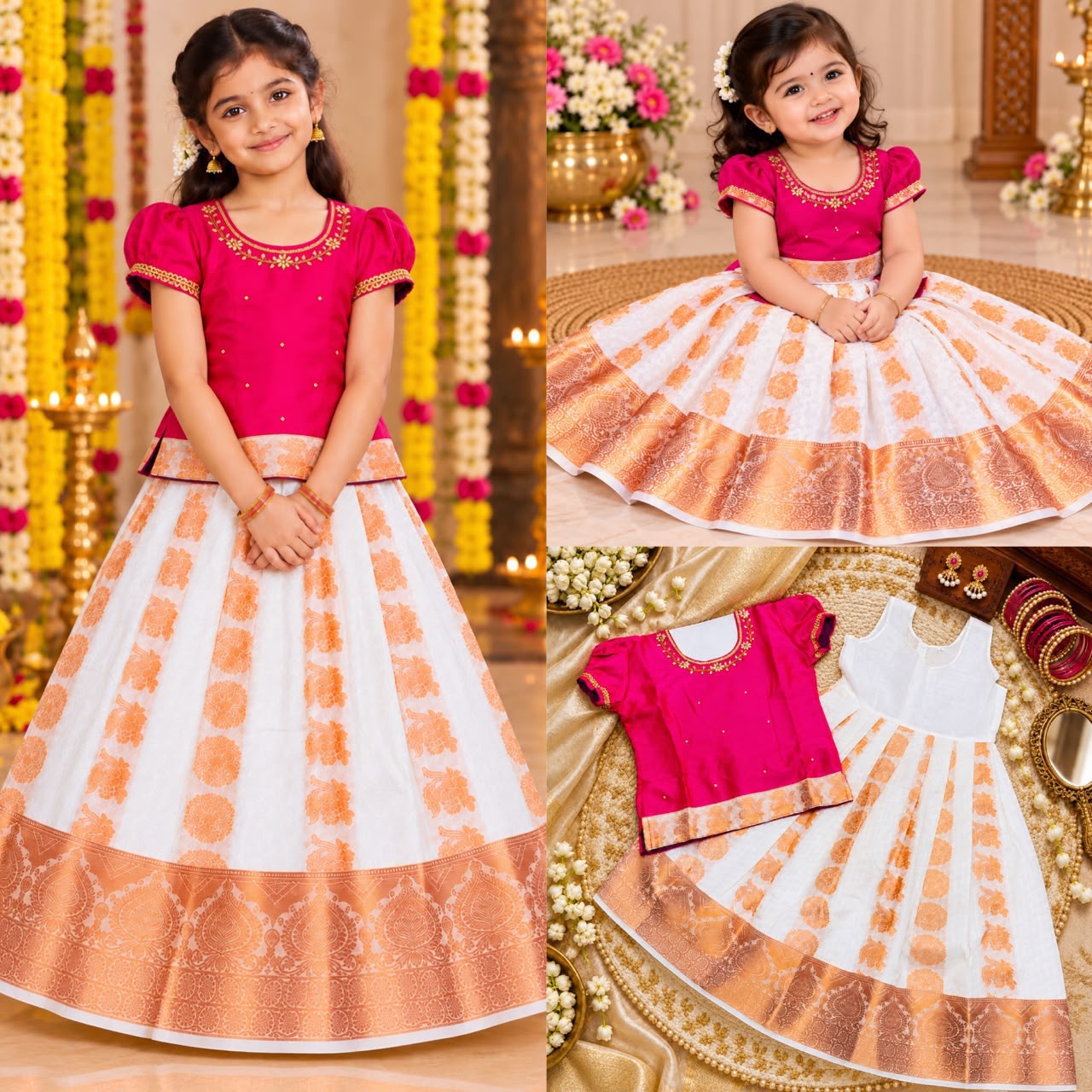 Diwali New Trending CollectionPattu Pavadai Dresses-Kids