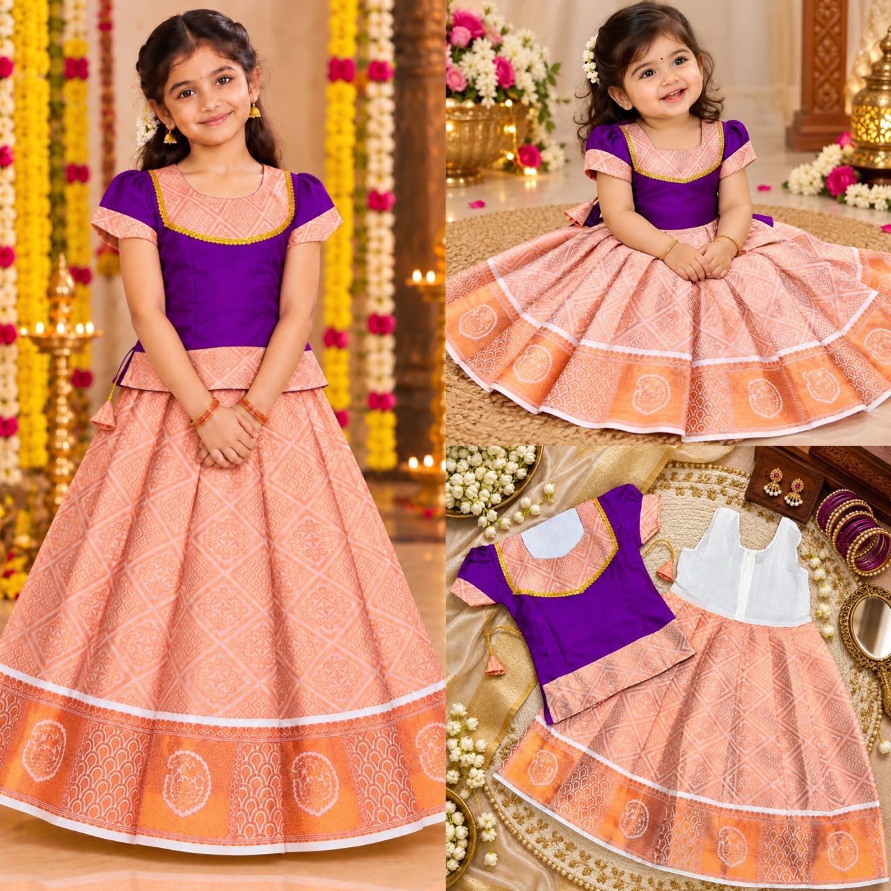 Diwali New Trending CollectionPattu Pavadai Dresses-Kids