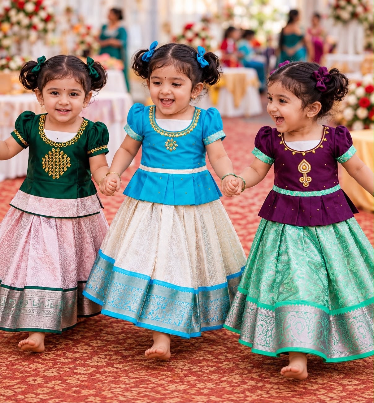 Diwali New Trending CollectionPattu Pavadai Dresses-Kids
