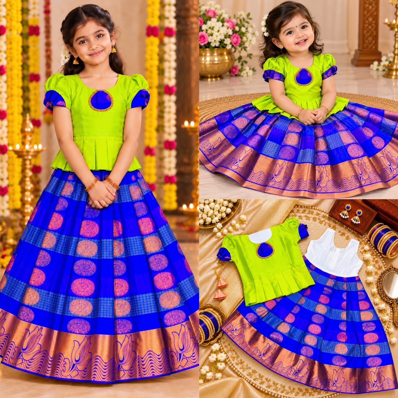 Diwali New Trending CollectionPattu Pavadai Dresses-Kids