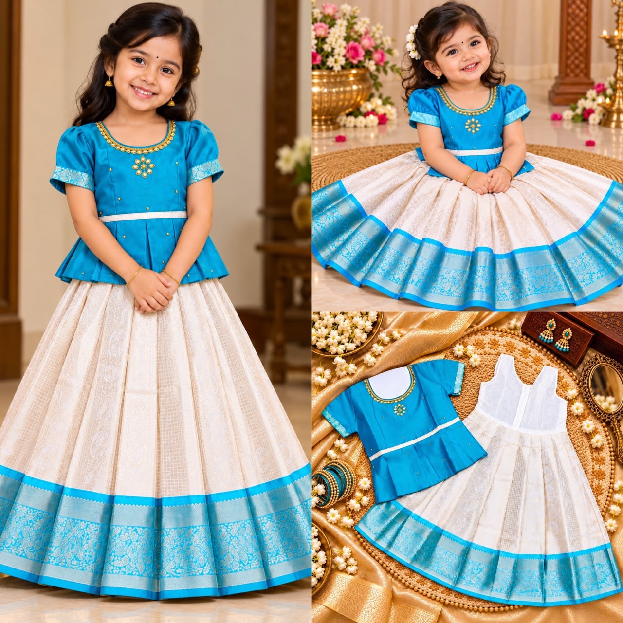 Diwali New Trending CollectionPattu Pavadai Dresses-Kids