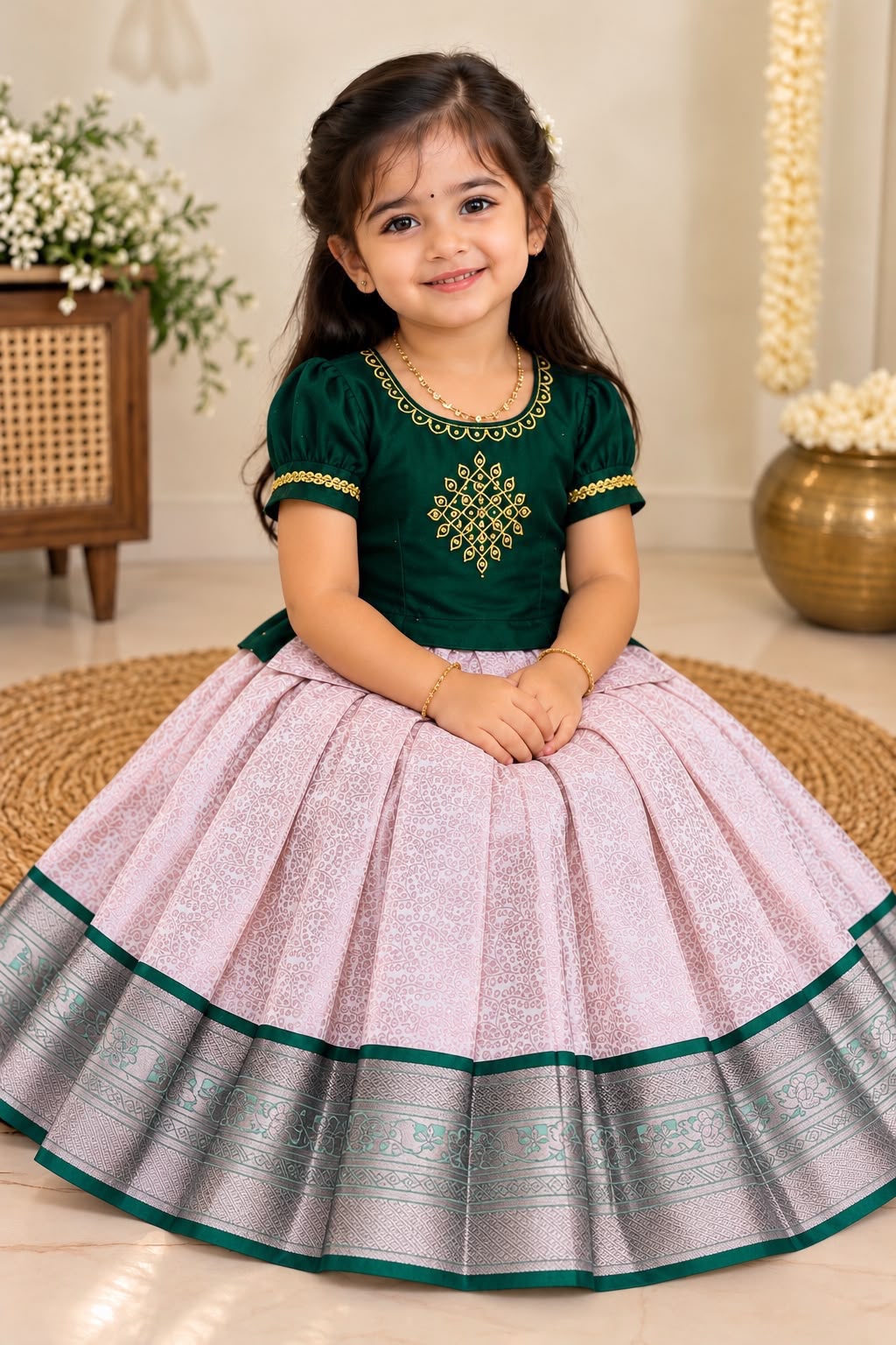 Diwali New Trending CollectionPattu Pavadai Dresses-Kids